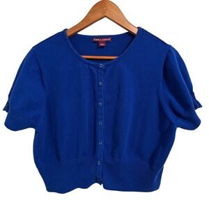 Jessica London Blue Short-Sleeved Bolero Button Down Cardigan Women's Size 18/20